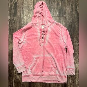 GreenTea Vibrant Pink Lace-Up Top